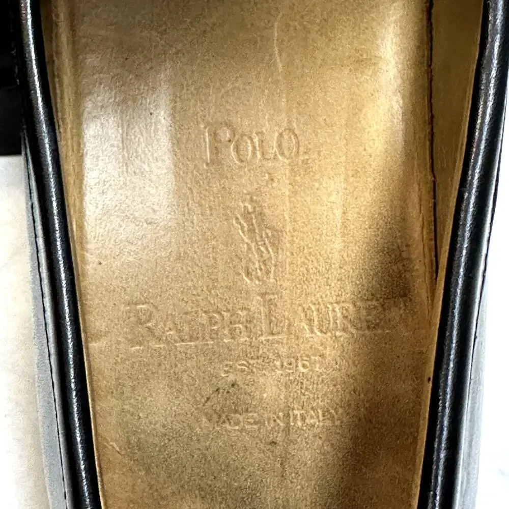 NEW HEELS Polo Ralph Lauren Penny Loafer Black Calf Weltline Made in Italy 9.5 D
